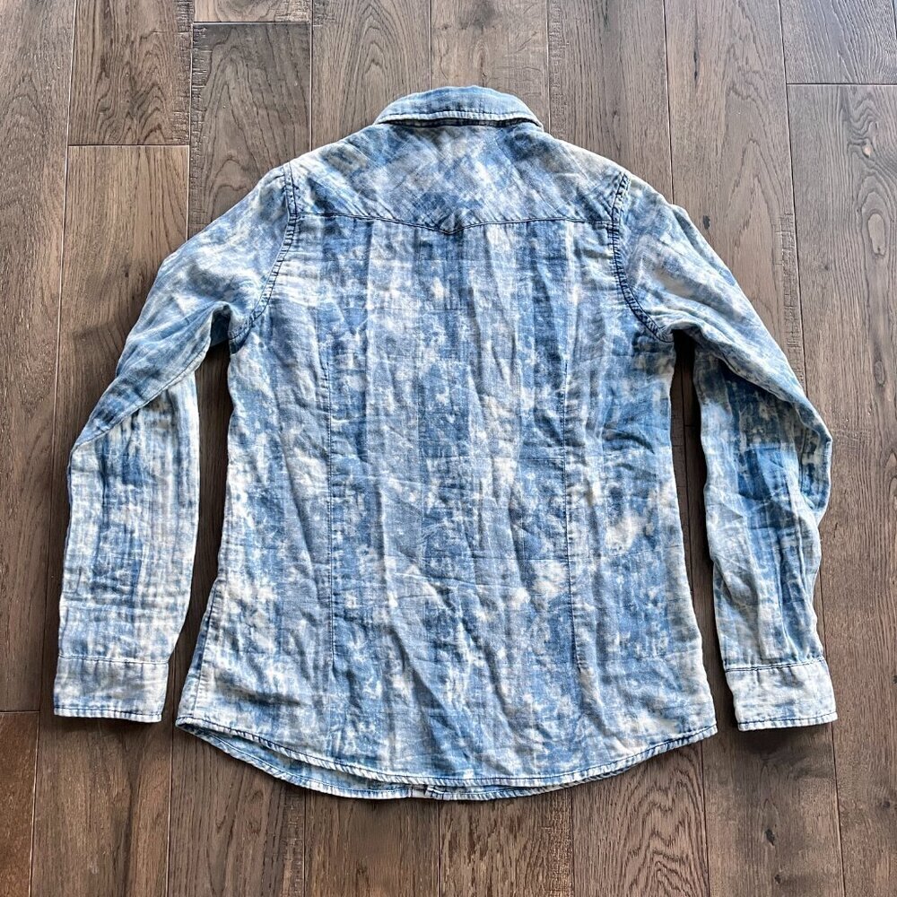 Lovestitch Bleached Blue Plaid Button Up Shirt NWT Size S Cotton Western Casual - Picture 6 of 9